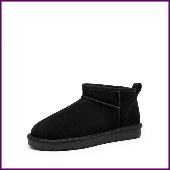 Genuine Suede Ankle Boots with Faux Fur Lining & Memory Foam